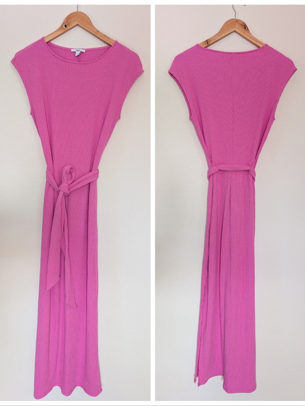 bar III | Ribbed Sheath Side Slit Midi Dress Pink